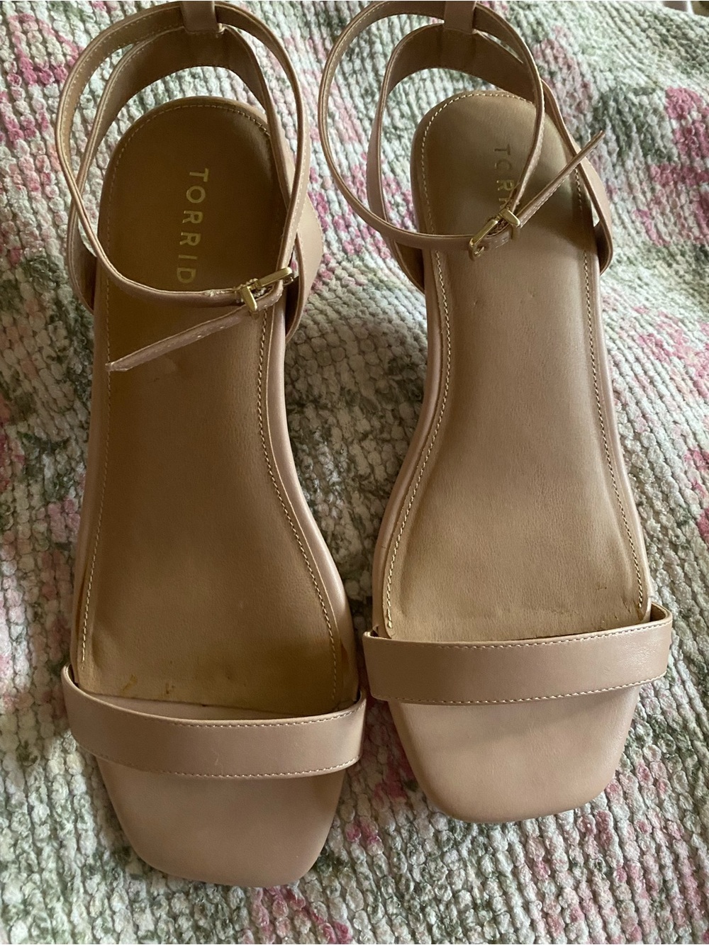 torrid Beige Ankle-Strap Square-Toe Sandals